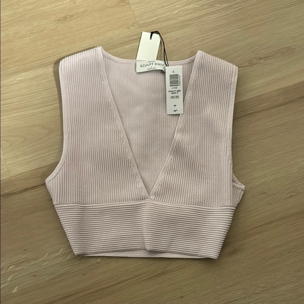 Aritzia White Ribbed Crop Tank Top